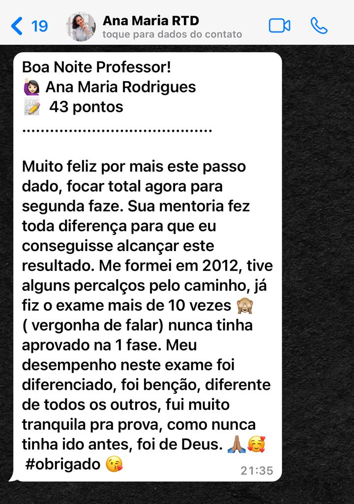 Ana Maria aprovada OAB